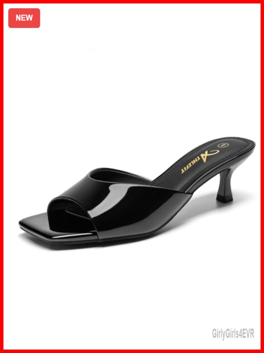 Kitten Heel Square Toe Slip On Sandals for Women Office Party